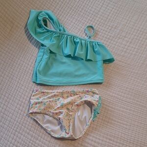 Ruffle Butts Turquoise and Pastel Two Piece Set